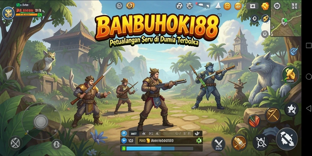 Tangkapan layar yang menunjukkan eksplorasi dunia terbuka yang menawan dalam BANBUHOKI88.