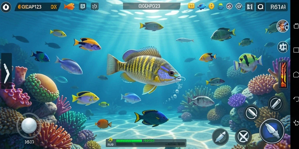 Screenshot GOCAP123 menampilkan aksi seru menembak ikan.