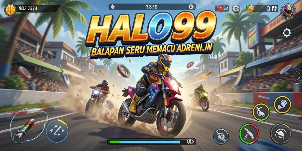 Gameplay balapan seru di HALO99 dengan berbagai lintasan menarik.