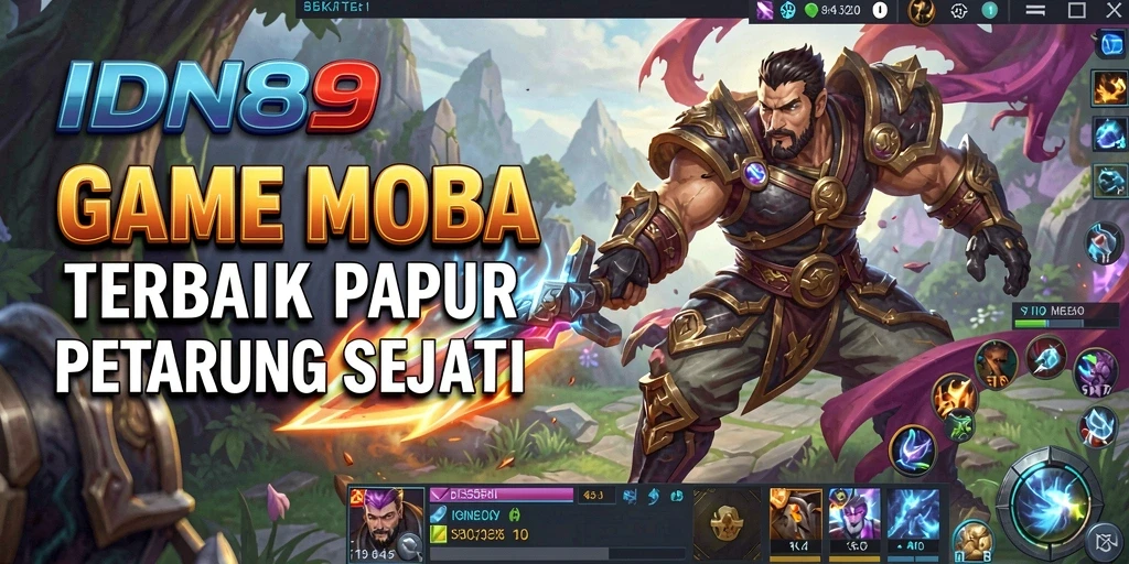 Tampilan gameplay seru dalam IDN89 yang menunjukkan aksi MOBA.