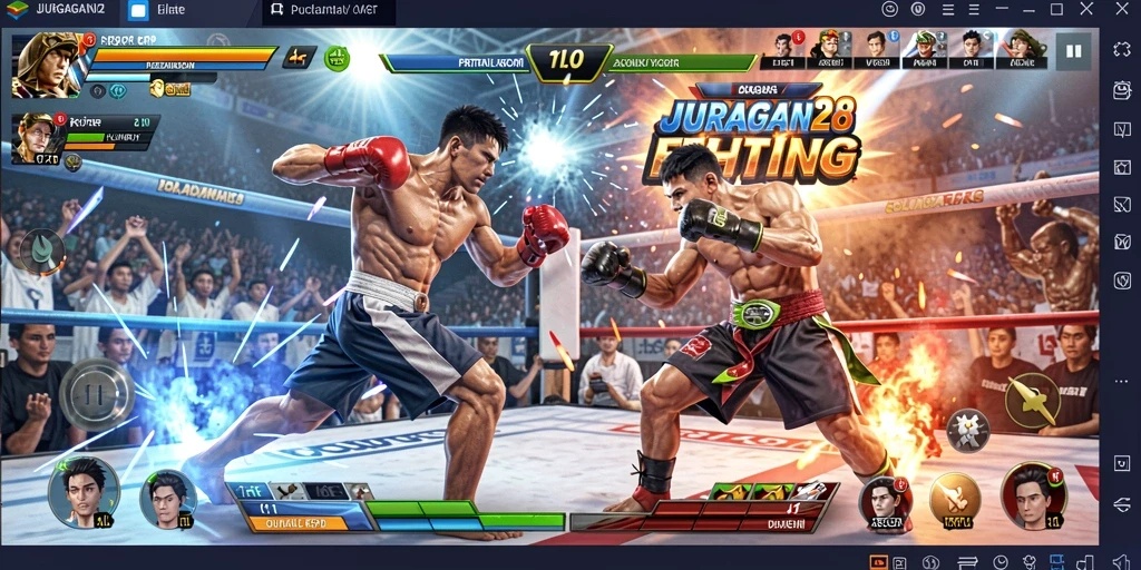 Gameplay JURAGAN28 yang mendebarkan di arena pertarungan.