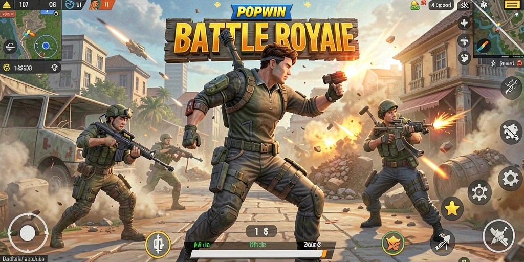 Tangkapan layar utama dari gameplay fantastis Battle Royale di POPWIN.
