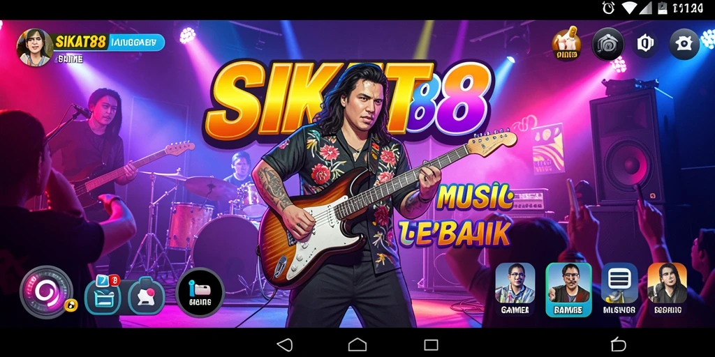 Tampilan gameplay SIKAT88 yang menampilkan fitur karaoke dan alat musik.