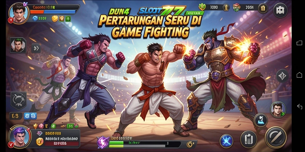Screenshot utama dari <strong>SLOT777</strong> menampilkan pertarungan seru di arena yang menegangkan.