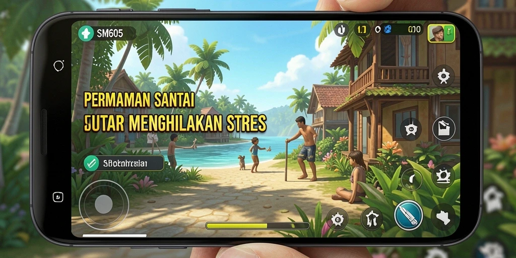 Tampilan utama gameplay SM605 dengan tantangan menarik dan grafik cerah.